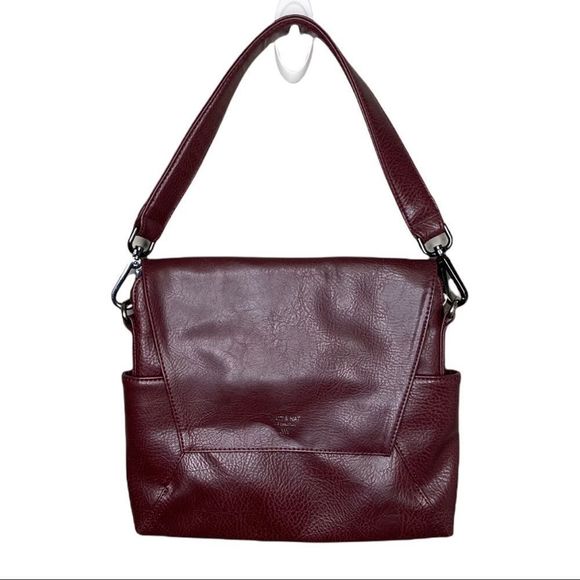 Matt & Nat Minka Dwell Maroon Faux Leather Snap Handbag - Picture 2 of 9